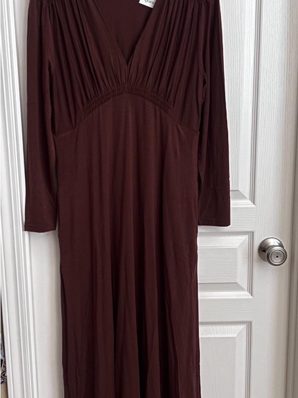 Quince Deep Brown V-Neck Maxi Dress